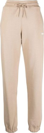 Msgm logo-print track pants - women - Cotton - M - Neutrals