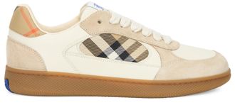 Burberry Tartan-Accented Calfskin Sneaker - Beige