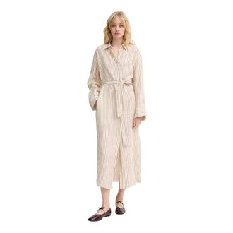 Marc O'Polo Linnen Blousejurk - Dames - Shirt Kleedjes - Bruin - M - Linnen - Kleedjes