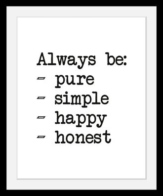 Queence Bild »Aufzählung« Motivationsbilder Schriftzug Schwarz-Weiss HD Premium Poster-Druck inkl. Holzrahmen