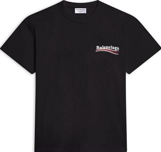 Balenciaga (WMNS) Balenciaga Political Campaign Logo Short Sleeve T-Shirt Black 612964TKVJ11070