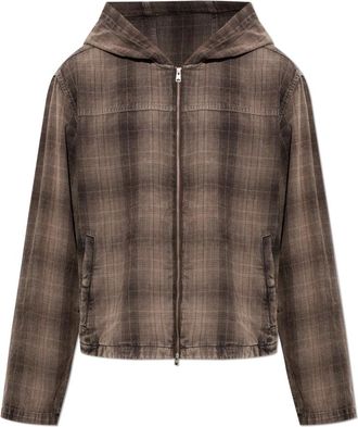 AllSaints Santo Check Ritssluiting Hoodie Shirt - Heren - Vesten met rits - Grijs - M - Katoen - Hoodies & sweatvesten