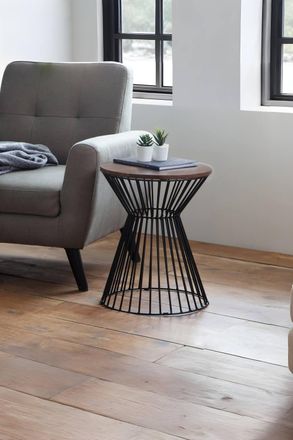 Julian Bowen Jersey Round Side Table with Wire Base in Walnut