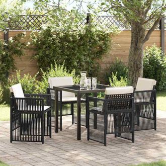 vidaXL Conjunto De Comedor De Jard&iacute;n 5 Pcs Negro Polirat&aacute;n Vidaxl