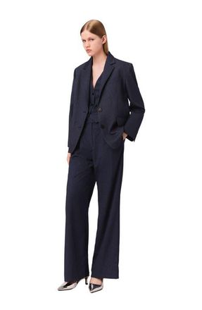 Maje Structured rhinestone suit blazer in Blue at Nordstrom, Size 34 Eu