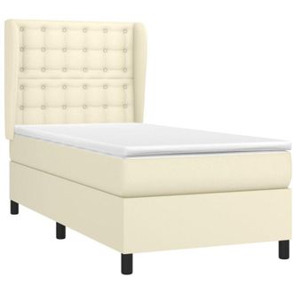 vidaXL Vidaxl - Cama Box Spring Con Colch&oacute;n Cuero Sint&eacute;tico Crema 90x190 Cm