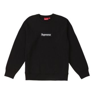 SUPREME FW18 Box Logo Crewneck Black Round Neck Pullover Fleece Lined Unisex SUP-FW18-1070