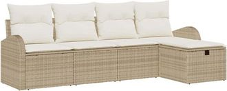 vidaXL Vidaxl - Conjunto De Sof&aacute; De Jard&iacute;n Con Coj&iacute;n 5 Pcs Beige Y Crema