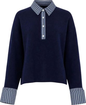 FRNCH Frnch - Paju Pullover - Dames - Tops - Blauw - Maat: S Katoen