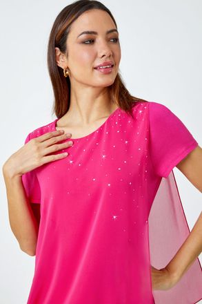 Roman Diamante Embellished Overlay Top