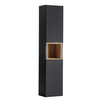 Petits Meubles Armario de ba&ntilde;o 2 puertas 1 compartimiento estratificado Negro marr&oacute;n