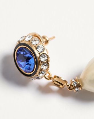 Valentino Garavani Orecchini Vlogo Signature In Metallo, Smalto, Perle E Cristalli Donna ORO/CREMA UNI