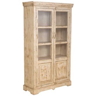 Wanderlust Deco Vitrina de madera artesanal beige 105x40x180h cm
