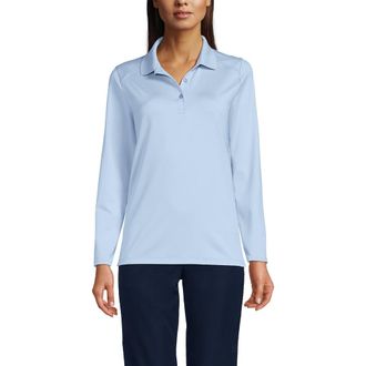 Lands End School Uniform Long Sleeve Feminine Fit Rapid Dry Polo Shirt in Blue at Nordstrom, Size Xx-Small