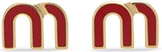 Miu Miu monogram stud earrings - women - Metal - One Size - Red
