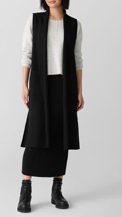 Eileen Fisher Shawl Collar Wool Longline Vest in Black at Nordstrom Rack, Size Xx-Small