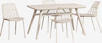 Sklum Set De Mesa Rectangular 135x80 Cm Scand Y 4 Sillas De Jard&iacute;n Maeba Sklum