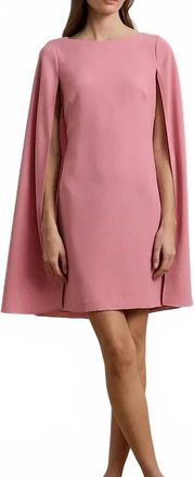 Ralph Lauren Cape Georgette Cocktail Dress In Rose