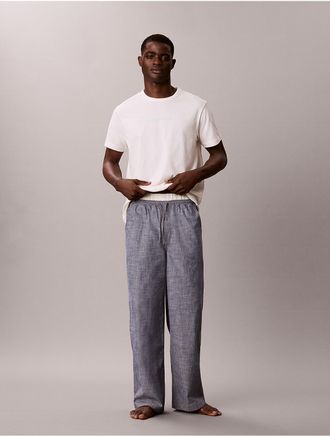 Calvin Klein Mens Cotton Chambray Sleep Pants - Blue - XL
