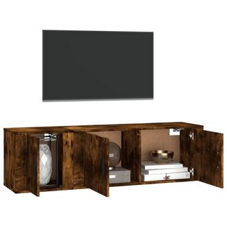 Berkfield Home Classic 2 Piece TV Cabinet Set Smoked Oak Engineered Wood in Brown
