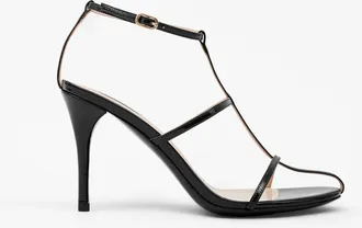 Mi-Mai Gupta Patent Leather Heeled Sandals in Black at Nordstrom, Size 10