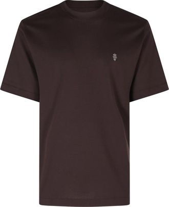 Eleventy Tshirt Collo Alto Ricamo - Heren - T-shirts - Bruin - S - Katoen - Tops
