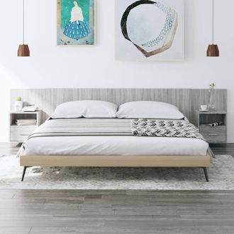 vidaXL Cabecero De Cama Y Mesitas Madera Contrachapada Gris Sonoma Vidaxl