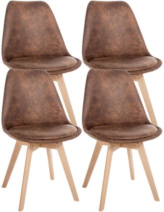 Clp Clp - Set De 4 Sillas De Comedor Linares Marr&oacute;n Simil Cuero
