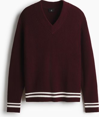 H&M Gerippter Pullover in Boxy Fit - Red