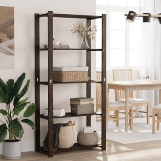vidaXL Estanter&iacute;a De 5 Niveles Madera Maciza Pino Negro 80x38x170 Cm Vidaxl