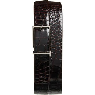 Tom Ford T Loop Croc Embossed Patent Leather Belt in Espresso at Nordstrom, Size 100