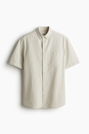 H&M Kurz&auml;rmeliges Oxford-Hemd in Regular Fit - Beige