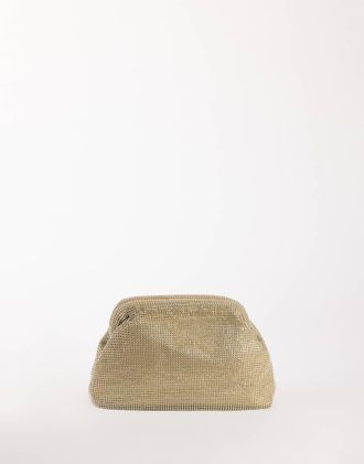 Topshop Golde pochette media dorata con strass-Oro