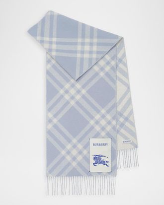 Burberry Double-Faced Cashmere Check Scarf