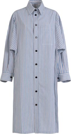 Bottega Veneta Womens Light Cotton Striped Dress - White - Size EU 42 (Womens)