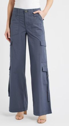 Wit & Wisdom High Waist Cotton Blend Cargo Pants in Shadow at Nordstrom, Size 00