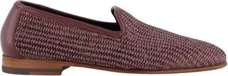 Manolo Blahnik Bruine Raffia Loafers met Leren Afwerking - Heren - Loafers - Bruin - 41 EU - Leer - Schoenen