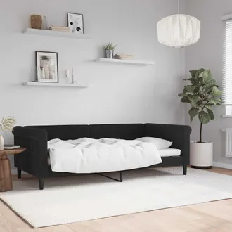 vidaXL Sof&aacute; Cama Sin Colch&oacute;n Terciopelo Negro 90x190 Cm Vidaxl