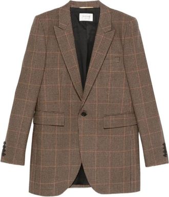 Saint Laurent Brown Check Wool Blazer