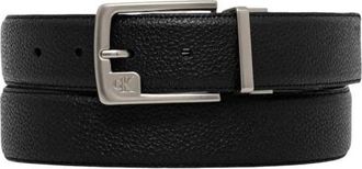 Calvin Klein Accessoires, Heren, Zwart, ONE Size, Leer, Leren Riem met Gesp