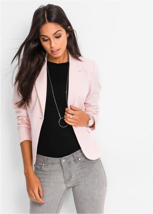 Bonprix Kurzblazer BONPRIX Kurzblazer, Damen, Gr. 36, rosa (perlrosa), Obermaterial: 95% Polyester, 5% Elasthan. Futter: 100% Polyester, festlich, slim fit, B
