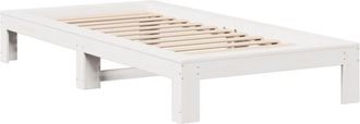 vidaXL Bed Frame without Mattress White 90x190 cm Single Solid Wood Pine Vidaxl