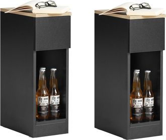 SoBuy Set De 2 Mesas Auxiliares Mesita De Noche Con 1 Caj&oacute;n Mesa Para Sal&oacute;n Comedor 20 X 35 X 60 Cm Negro Fbt111-schx2 Sobuy Es