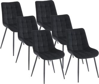 VENTE-UNIQUE.COM Set de 6 sillas terciopelo negro