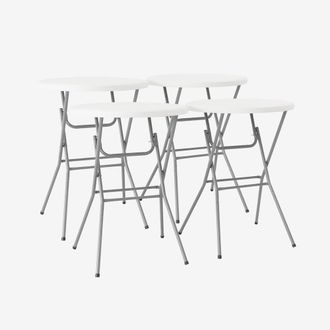 Sweeek High Reception High Table Steel Folding Table (set Of 4) in White