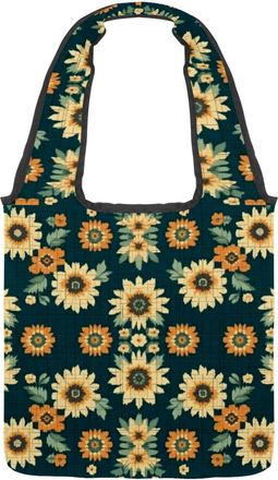 Generic Art Abstract Flower Reversible Canvas Shoulder Tote - Double-Sided Print, 12oz Cotton, 27cm Drop, Fold-Flat Bag for Travel, Shopping, Street Outings