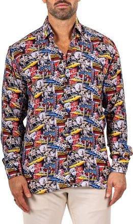 Maceoo Fibonacci Marthyr 0321 Contemporary Fit Button-Up Shirt in Black at Nordstrom, Size 5