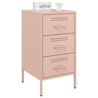 Berkfield Home Sturdy Bedside Cabinets 2 pcs Pink 36x39x68 cm Steel | Size: 36 x 39 x 68 cm