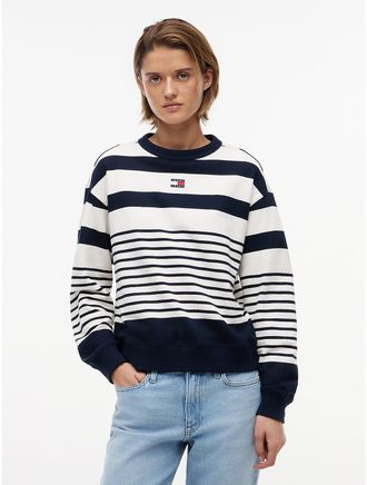 Tommy Hilfiger Womens Tommy Jeans Relaxed Striped Sweatshirt - Navy - XL