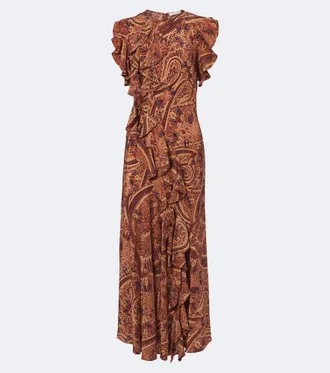 Ulla Johnson Abito midi Ameline in cr&ecirc;pe de chine di seta